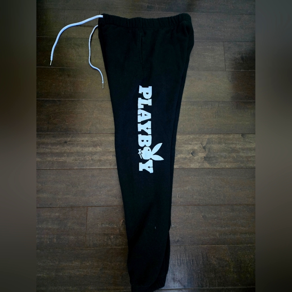 Womend Pacsun Size Small PLAYBOY Black Joggers with White Logo